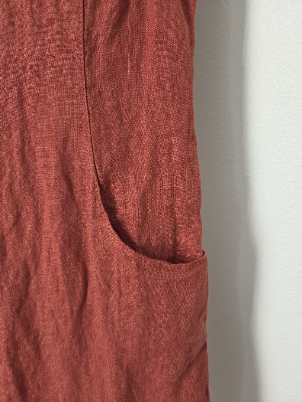 NWT Lina Tomei Linen Coccio Dress, Sz M. Rust, Burnt Orange With Beading - Picture 7 of 10